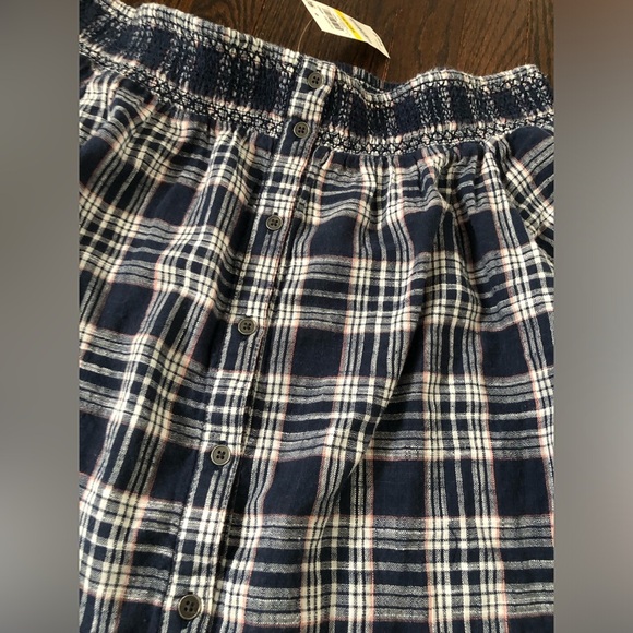 Style & Co. Women’s M “Off the Shoulder” Indiana Blue Plaid Button-Down - NWT! - Picture 5 of 11